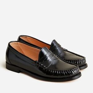 J. Crew Winona Spazzolato Black Leather Penny Loafer Size 9 EEUC - Fit like 8.5